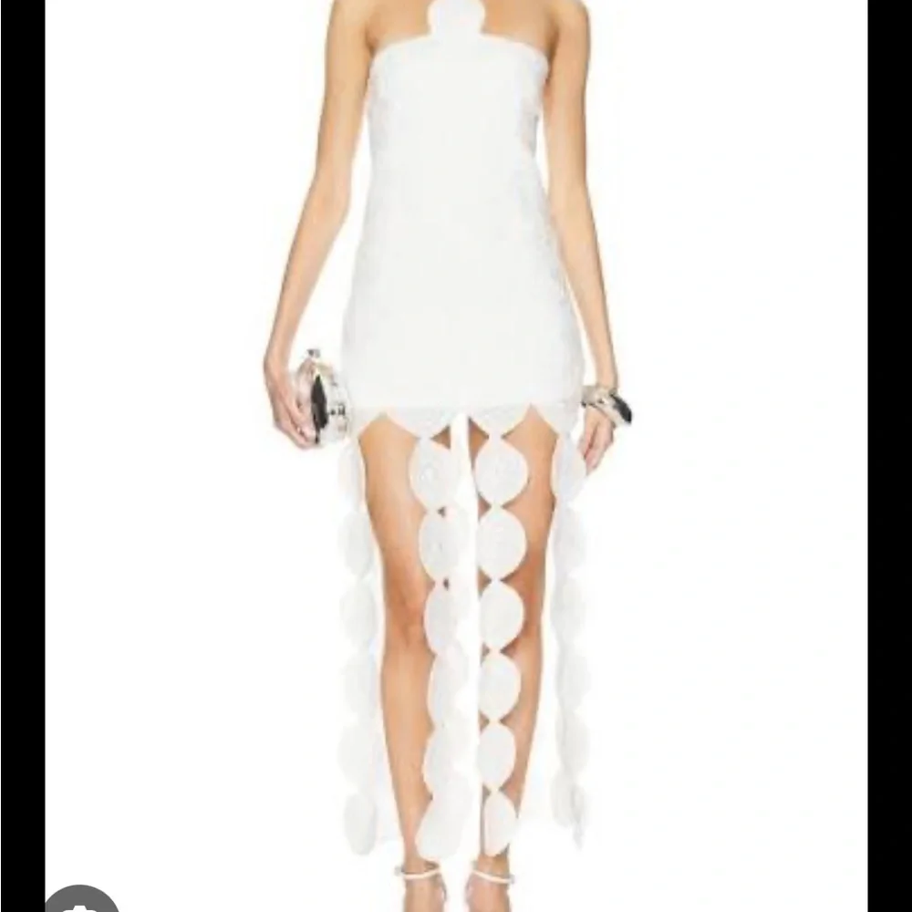 Simon Miller White Crochet Maxi Dress with Circular Fringe - Picture 3 of 4